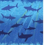 Shark splash party tablecover