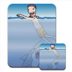 Swimmer & Shark Mouse Mat and Coaster